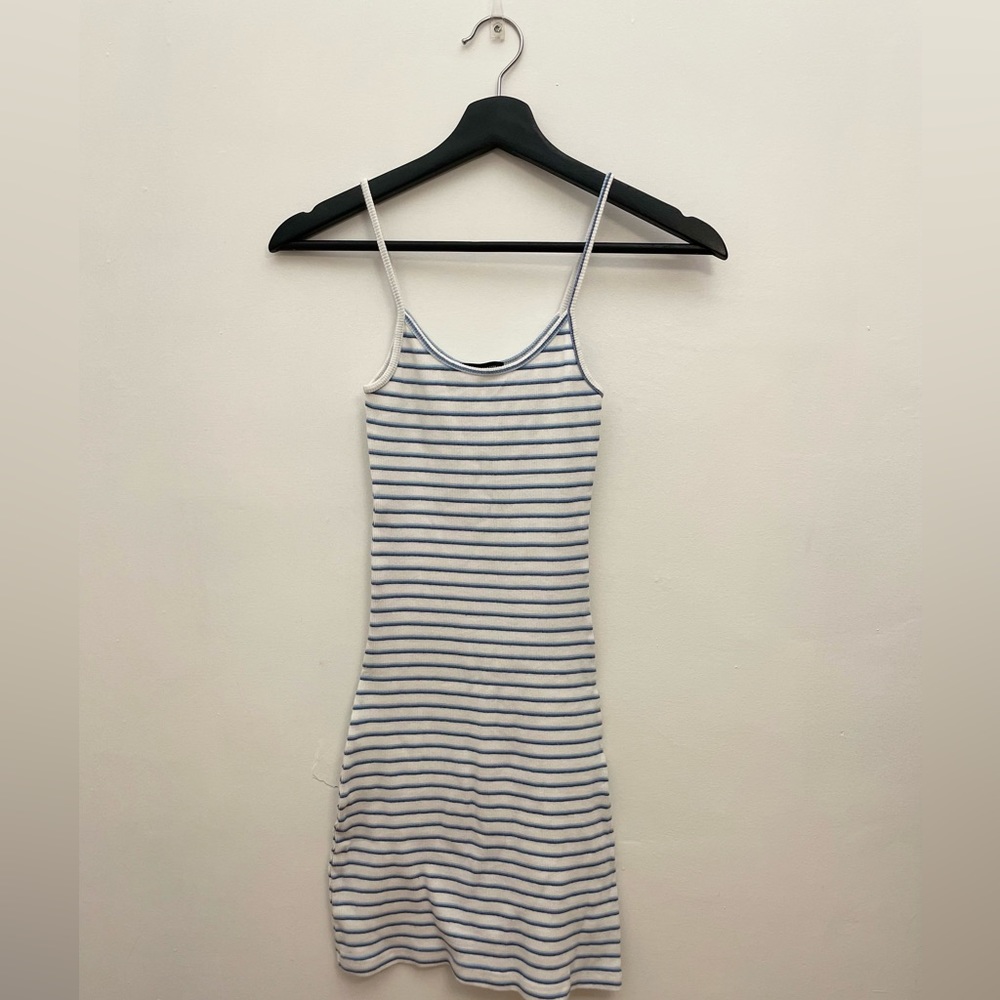 BRANDY MELVILLE MINI DRESS WITH BLUE/WHITE STRIPES ONE SIZE
